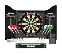 WINMAU Juego de Dardos Profesional Que Incluye Diana de cerdas Diamond Plus, gabinete Negro, 2 Juegos de Dardos, línea Oficial Oche