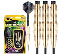 WINMAU Simon Whitlock latón: 22g Set de Dardos de Punta de Acero de Tungsteno con Vuelos and Ejes (Tallos)