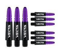 WINMAU Vecta - Dardos de policarbonato Vecta, 1 juego por paquete (3 ejes de dardos en total), accesorios profesionales para dardos, cañas cortas negras y moradas