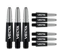 WINMAU Vecta - Dardos de policarbonato Vecta, 1 juego por paquete (3 ejes de dardos en total), accesorios profesionales para dardos, cañas cortas negras y plateadas