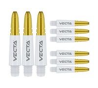 WINMAU Vecta - Dardos de policarbonato Vecta, 1 juego por paquete (3 ejes de dardos en total), accesorios profesionales para dardos, cañas cortas blancas y doradas