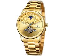 Winner 2024 - Reloj mecánico de acero inoxidable a prueba de golpes y cuerda automática para hombre, Dorado, blanco, Lujoso