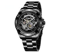 Winner 2024 - Reloj mecánico de acero inoxidable a prueba de golpes y cuerda automática para hombre, Negro -, Lujoso