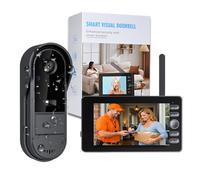 Winnes 1080P Video Türklingel mit Kamera Drahtlose Video Türklingel mit 4,3" Display,170° Weitwinkel, Nachtsicht, Zwei-Wege-Audio, Unterstützt aktives Aufwachen,IP65 Wasserdicht,Keine App & WLAN