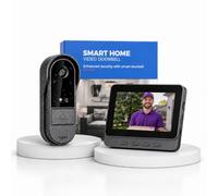 Winnes Timbre de puerta con cámara, videoportero con monitor de 4,3 pulgadas, 1080p HD, sin WiFi, sin aplicación, sin ABO, audio de 2 vías, IP65 resistente al agua, timbre inalámbrico para casa y