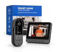 Winnes Timbre de Video inalámbrico con cámara de videoportero Digital con Ojo de Gato y Monitor con visión Nocturna HD para Seguridad del hogar (24A08016)