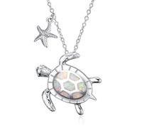 WINNICACA Ocean Theme Jewellery - Collar de playa de plata de ley 925 con colgante de tortuga, medusa/delfín, para mujer, aniversario, cumpleaños, regalo para su esposa y madre, 18 inches, Metal