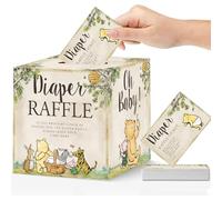 Winnie - Caja de rifa de pañales para decoración de baby shower, 51 piezas, suministros clásicos de The Pooh para baby shower