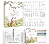 Winnie - Decoración para baby shower, libro ABC para baby shower, alternativa al libro de invitados de Pooh Bear Baby Shower, libro de recuerdos para colorear del alfabeto para invitados, recuerdo de