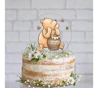 Winnie - Decoración para tarta de bienvenida para bebé, acrílico, 12,7 cm, decoración clásica de The Pooh para baby shower, suministros para fiesta de cumpleaños