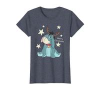 Winnie The Pooh Eeyore Merry Navidad Camiseta, Mujer, Azul Jaspeado, XS