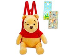 Winnie the Pooh - Juego de mochila de peluche - Paquete con muñeca de peluche Disney de 16 pulgadas con correas de transporte y calcomanías, más | Bolsa de peluche Pooh Bear