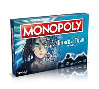 Winning Moves Attack on Titan: El juego de mesa de Monopoly 'La última temporada'. Compre Eren Jaeger, Colossal Titan, Gabi Braun y Yelena y emprenda su camino hacia el éxito