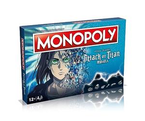 Winning Moves Attack on Titan: El Juego de Mesa de Monopoly 'La última Temporada'. Compre Eren Jaeger, Colossal Titan, Gabi Braun y Yelena y emprenda su Camino hacia el éxito