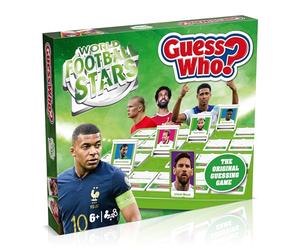 Winning Moves Estrellas del fútbol Mundial ¿Adivina quién? Juego de Mesa Verde, Juega con Messi, Ronaldo, Harry Kane, Salah, fácil de configurar, Regalo para Mayores de 6 años