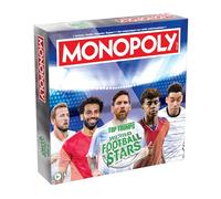 Winning Moves Juego de mesa World Football Stars Monopoly con Cristiano Ronaldo, Lionel Messi, Harry Kane y Salah, regalo a partir de 8 años, azul