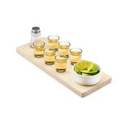 #Winning Set Servir Tequila Slammers Tabla Madera con 4 Vasos Chupito Cuenco Sal y Soporte Limón Kit Degustación Bandeja Fiesta Bar Regalo Original