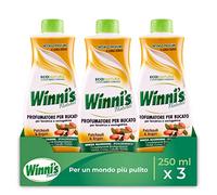 Winni's - Perfumador de colada hipoalergénico para lavadora y secadora, fragancia pachulí y argán, con materias primas de origen vegetal y orgánico, 250 ml x 3 paquetes