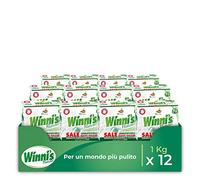 Winni's - Sal para lavavajillas, purísima, acción higienizante, antical y suavizante, con materias primas de origen vegetal y orgánico, 1 kg x 12 paquetes