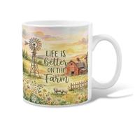 Winnowing - Taza de café de cerámica, diseño rural de ovejas, color verde, novedosa taza de chocolate caliente con asa, ideal para amigos, familiares, compañeros de trabajo, amantes de la tercera edad