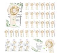 Winocbxt 36 mini ventiladores de mano para invitados de boda, despedidas de soltera, baby shower, ventiladores portátiles alimentados por pilas con etiquetas de agradecimiento, bolsa de regalo