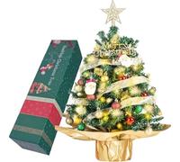 WINOK Mini árbol de Navidad, pequeño árbol de Navidad con iluminación LED mesa árbol de Navidad pequeño decorado artificialmente para decoración de Navidad y suministros de fiesta - Verde
