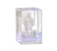 WINOMO Estatua de cristal de Jesús con forma de cubo de cristal grabado, modelo 3D de Jesucristo, figura artística, Belén Feng Shui, artesanía para adornos religiosos, textiles para el hogar