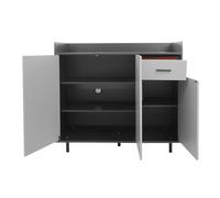 WINPANG Armoire de Rangement Cuisine, 100 cm Grande Meuble de Stockage Moderno 3 Portes + 1 Tiroir - Organización Optimisée Pour Vaisselle et Ustensiles, Couleur Gris Ciel et Noir