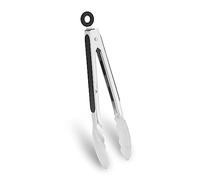 WINPOST Pinzas de cocina de acero inoxidable de 27 cm y mango antideslizante resistente al calor, ideal para cocinar, ensalada, parrilla y barbacoa (27 cm, negro)