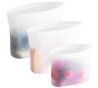 Winrock Bolsa de almacenamiento de alimentos de silicona reutilizable, para microondas, horno, nevera, congelador y recipientes sellados con cremallera Sous Vide (tamaño 3: 58 onzas, 32 onzas, 18