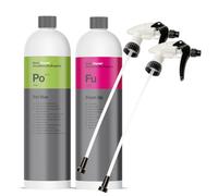 Winrodoor Set de limpieza interior - Koch Chemie Pol Star 1L Limpiador para tapicería, Fresh Up 1L Neutralizador de olores, 2X Star Boquilla para eliminación de olores en vehículos
