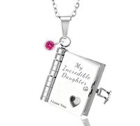 WINSD Collar con texto en inglés «To My Daughter» con texto en inglés «My Incredible Daughter», con 6 páginas de información grabada, regalos únicos para hijas de mamá, madre, abuela, The chain is 45