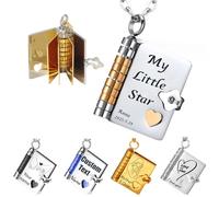 WINSD Mi Pequeña Estrella, Collar Libro Hija, Colgante con Nombre y Mensajes Grabados a Medida con 6 Páginas de Información Grabada, para Hija Cumpleaños Graduación