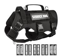 WINSEE Arnés de Chaleco para Perros Grandes, Chaleco táctico MOLLE de Trabajo con 10 Parches para Mascotas, arnés Resistente sin tirones para Entrenamiento, Caza, Caminar