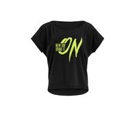 WINSHAPE Mct002 - Camiseta de Manga Corta para Mujer, Ultraligera, Modal, con Texto New Day Bring It On, Mujer, Camiseta, MCT002-SCHWARZ-GELB-ON, Negro y Amarillo neón, Extra-Large