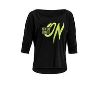 WINSHAPE Damen Ultra Leichtes Modal-3/4-arm Shirt Mcs001 Mit Neon Gelbem „New Day Bring It On” Glitzer-Aufdruck Camisa de Yoga Mujer
