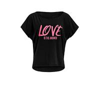 WINSHAPE Damen Ultra Leichtes Modal-kurzarmshirt Mct002 Mit Neon Pinkem „Love Is The Answer” Glitzer-Aufdruck Camiseta Mujer