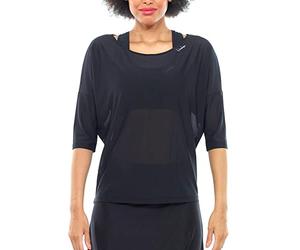WINSHAPE Top Dt107-Camiseta de Baile de Malla para Mujer Camiseta, Negro, Small