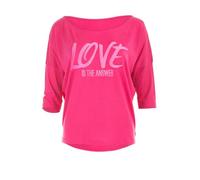 WINSHAPE Ultra Leichtes Modal-3/4-arm Shirt Mcs001 mit Neon Pinkem Glitzer-Aufdruck „Love Is The Answer” Camiseta, Rosa Profundo, Extra-Small Mujeres