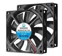 WINSINN Ventilador CC de 80 mm, 12 V, 8015, rodamiento de bolas dual, refrigeración sin escobillas, 80 mm x 15 mm, 2 pines (paquete de 2 unidades)