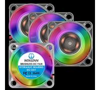 WINSINN Ventilador LED de color de 25 mm, 12 V, rodamiento hidráulico, sin escobillas, 2510, 25 x 10 mm, alta velocidad (paquete de 4 unidades)