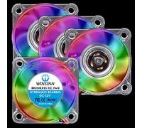 WINSINN Ventilador LED de color de 40 mm, 12 V, rodamiento hidráulico, sin escobillas, 4010, 40 x 10 mm, alta velocidad (paquete de 4 unidades)