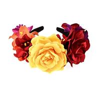 Winslet Diadema de flores para boda, corona para el pelo, para mujeres y niñas, corona de flores, para bodas y fiestas, Rojo rosa, 1 stück (1er Pack)