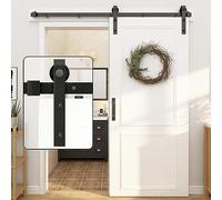 WINSOON 150 CM Puerta Sencilla Armario de garaje Acero al carbono madera Kit de pesado Puerta corredera de granero, Forma de J, puerta no incluida
