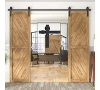 WINSOON 305 CM Puerta Doble Armario de garaje Acero al carbono madera Kit de pesado Puerta corredera de granero - Forma de J - (puerta no incluida)