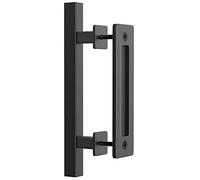 WINSOON 30CM Tirador de Puerta de Corredera Negra de Manillas Puertas Interior Corrediza del Granero Juego de Manijas para Puerta de Garaje