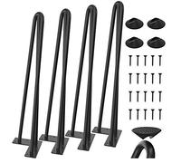 winsoon Industrial Look Moderno Mediados de Siglo 3 Rod 16" - 34" Hebillas de Metal Mesa de Madera Patas de Acero Color Negro Set de 4 pcs