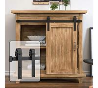 WINSOON Kit de herrajes para puerta corredera de granero de 2.5 pies, para soportes de TV de una sola puerta, armarios pequeños, colgador en forma de J (sin gabinete)