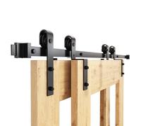 WINSOON - Kit de riel individual de 305 cm para puerta corredera de estilo de granero doble, resistente, para puertas interiores de 153 cm de ancho