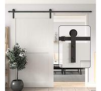 WINSOON Sistema de riel para puerta corrediza de 8 pies/244 cm, kit de puerta corredera para puerta de madera individual, acero al carbono negro esmerilado en forma de I